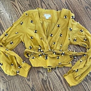 Maeve Yellow Floral Embellished Blouse